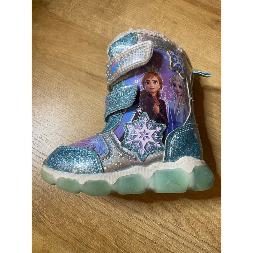 Disney Frozen 2 Elsa Anna Olaf Blue Glitter Winter Boots Kids Size 6